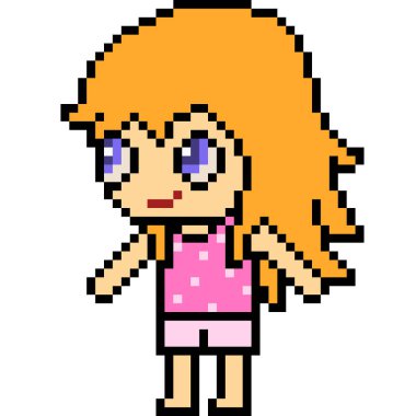 vektör piksel kızı izole edildi