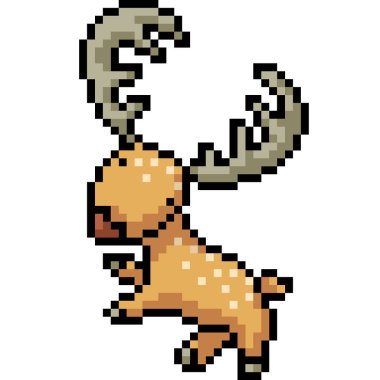 Vektör piksel sanat geyiği izole edilmiş çizgi film atlayışı