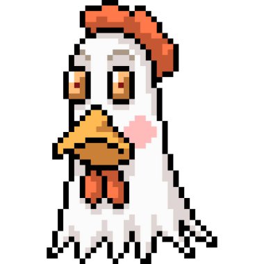 Vektör piksel sanat tavuk kafası izole çizgi film karakteri