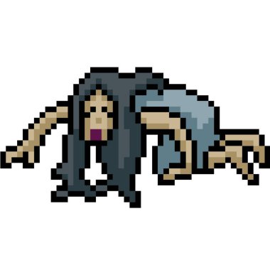 Vektör pikseli kadın hayalet karta izole edilmiş.