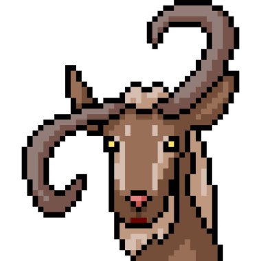 Vektör piksel sanat keçi kafası izole edilmiş çizgi film