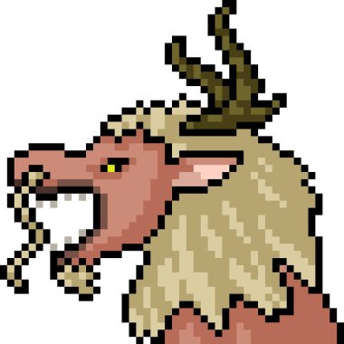 Vektör piksel sanat canavarı kafası izole edilmiş karikatür