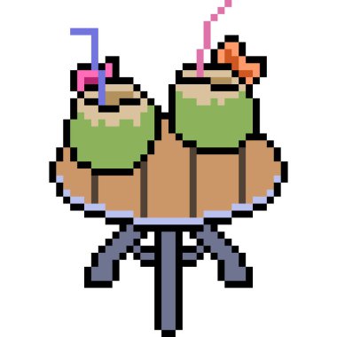 vektör piksel sanat hindistan cevizi suyu izole edildi