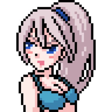 vektör piksel sanat anime kız izole çizgi film