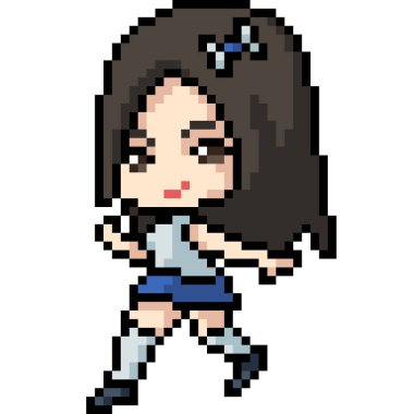 Vektör piksel resim kızı Jibi karikatürü izole etti