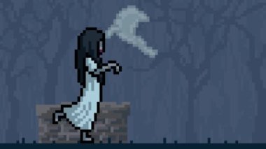 animasyon pikseli beyaz bayan dans ediyor.