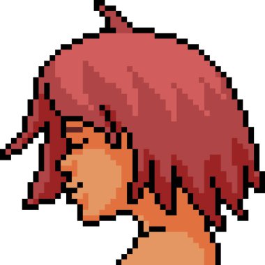 Vektör piksel kadın kafa izole çizgi film