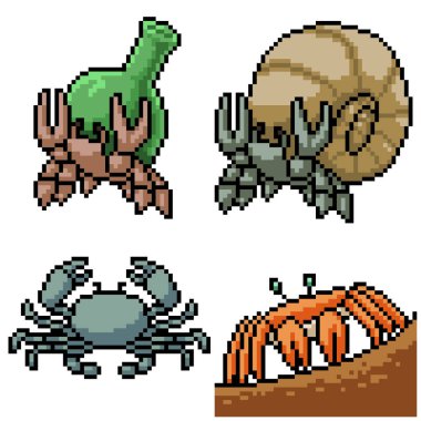 pikseller izole edilmiş kabuklu yengeç seti