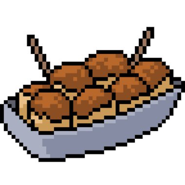 Vektör pikseli sanat takoyaki izole edilmiş çizgi film