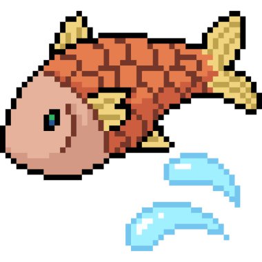 vektör piksel resim balığı izole edilmiş çizgi film