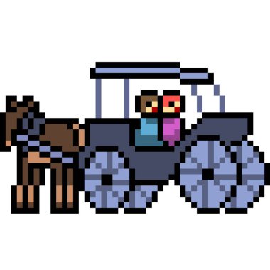 Vektör piksel sanat arabası izole edilmiş çizgi film