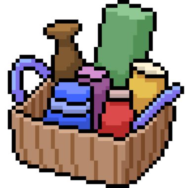 vektör pikseli sanat baharatları sepeti izole çizgi film