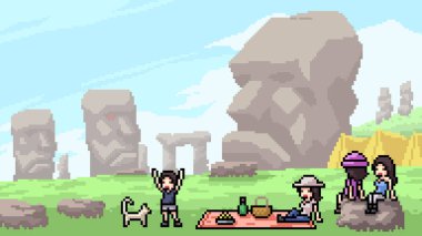 piksel sanat sahnesi taş baş simgesi