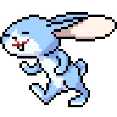 Vektör pikseli tavşan çizgi filmi izole edildi.