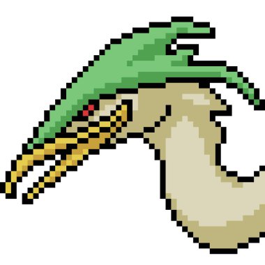 Vektör piksel sanat canavarı kafası izole edilmiş karikatür