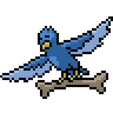 Vektör piksel sanat kuşu karikatürü izole edildi