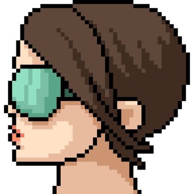 Vektör piksel kadın kafa izole çizgi film