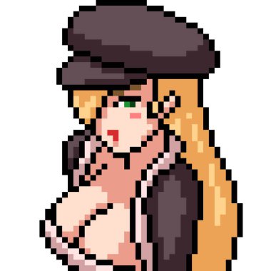 vektör piksel sanat anime kız izole cartoo