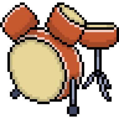 vektör piksel sanat davul seti izole edilmiş çizgi film