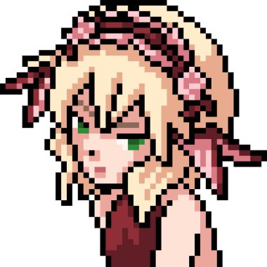 vektör piksel sanat anime kız izole çizgi film