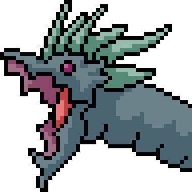 Vektör piksel sanat canavarı kafası izole edilmiş karikatür