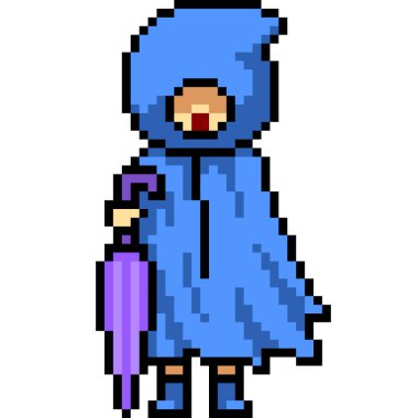 Vektör piksel sanat yağmur bezi izole çizgi film