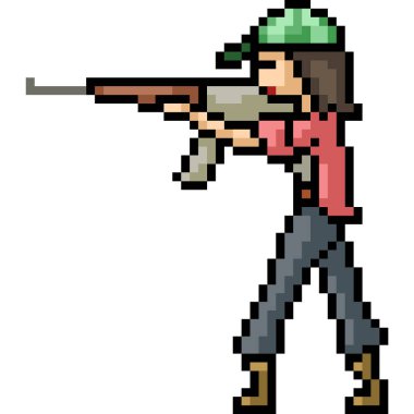 Vektör piksel sanat savaşçısı kadın karikatür izole