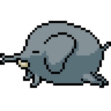 Vektör piksel sanatı fil etrafında izole edilmiş çizgi film