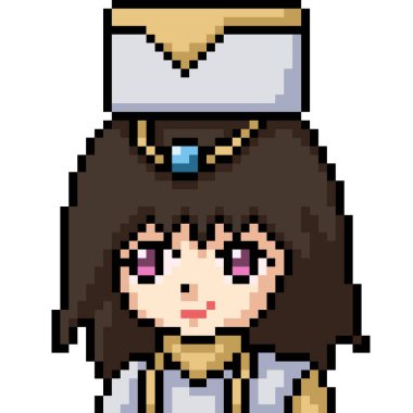 vektör piksel sanat anime kız izole cartoo