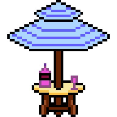 Vektör piksel resim içecek masası izole edilmiş çizgi film