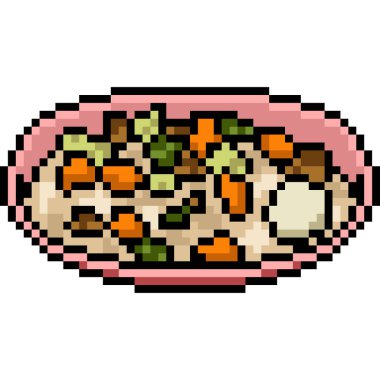 Vektör piksel sanat yemeği Asyalı izole