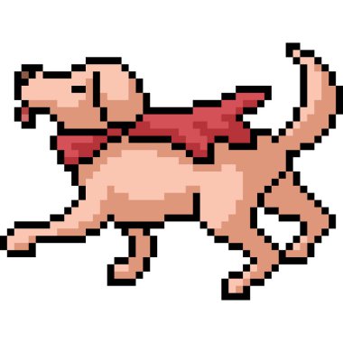 Vektör piksel sanat köpeği kahraman izole çizgi film