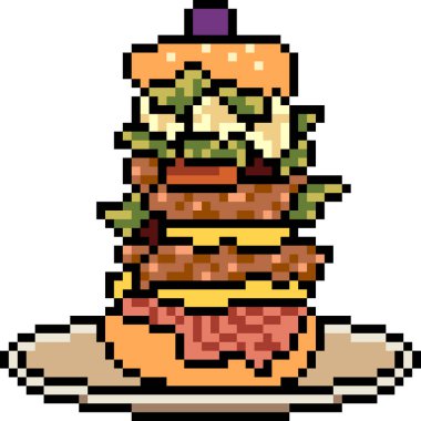 vektör pikselli yemek burgeri izole