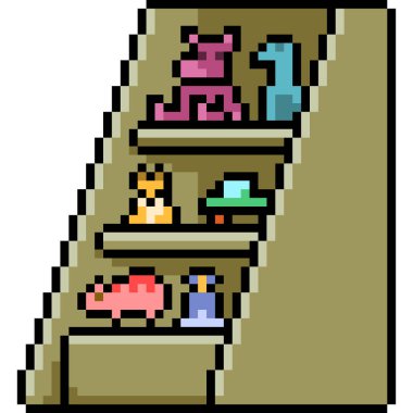 vektör piksel sanat oyuncağı raf izole çizgi film