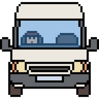 vektör piksel sanat minibüsü önü izole edildi