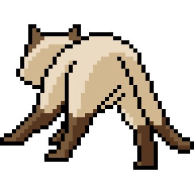 Vektör piksel sanat kedisi izole edilmiş çizgi film