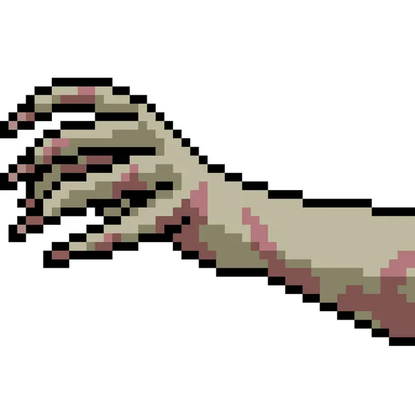 Vetor Pixel Arte Zombie Mão Gesto Isolado Desenhos Animados — Vetor de Stock