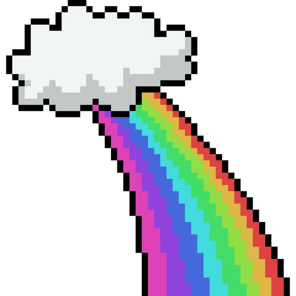 Vector Pixel Art Cloud Rainbow Isolated Cartoon — Vetor de Stock