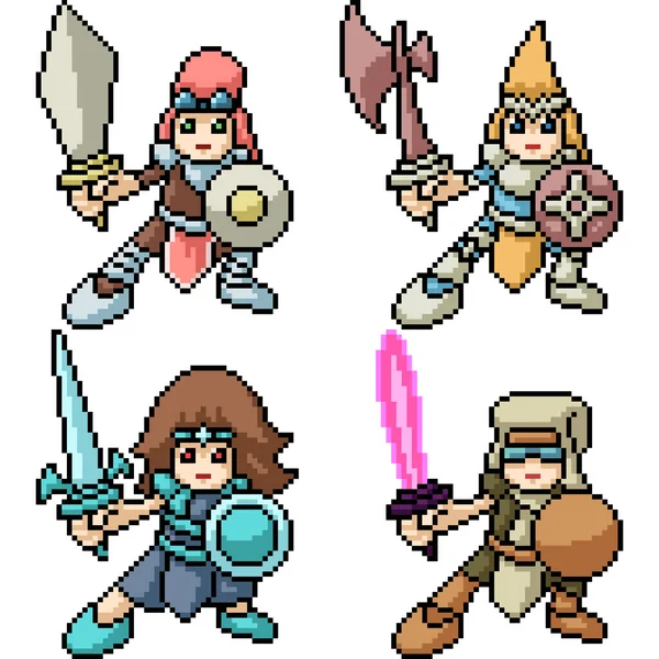 Vektör pikseli çocuk şövalye izole edildi.