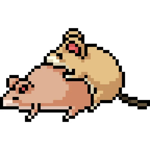 Vecteur Pixel Art Hamster Accouplé Dessin Animé Isolé — Image vectorielle