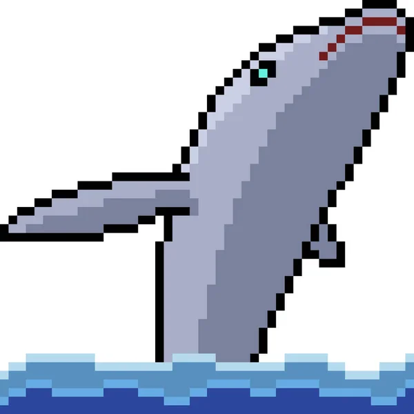 Vektor Pixel Művészet Delfin Elszigetelt Rajzfilm — Stock Vector