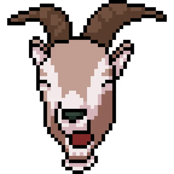 Vector Pixel Art Goat Happy Isolated Cartoon — Stock Vector