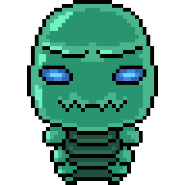 Vecteur Pixel Art Ver Alien Isolé Dessin Animé — Image vectorielle