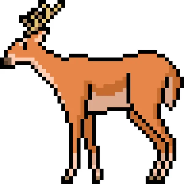 Vecteur Pixel Art Cerf Sauvage Isolé Dessin Animé — Image vectorielle