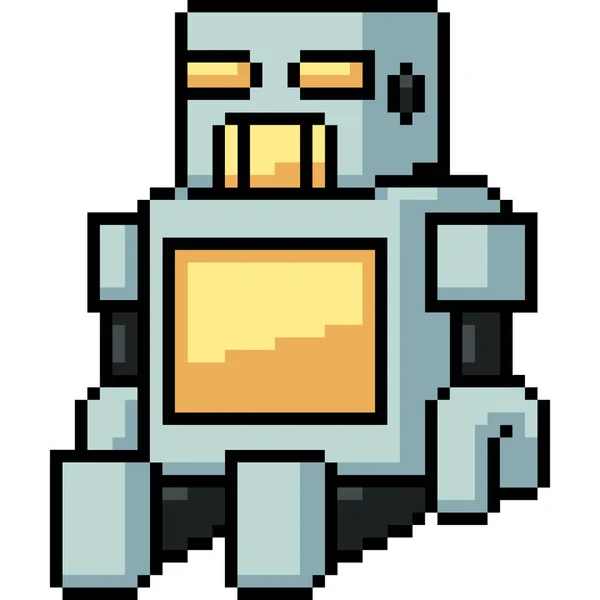 Vettore Pixel Art Giocattolo Robot Isolato Cartone Animato — Vettoriale Stock