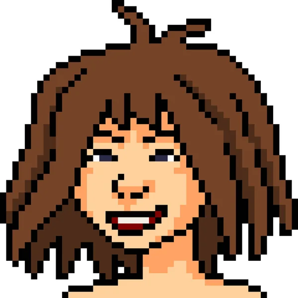 Vecteur Pixel Art Femme Tête Isolé Dessin Animé — Image vectorielle