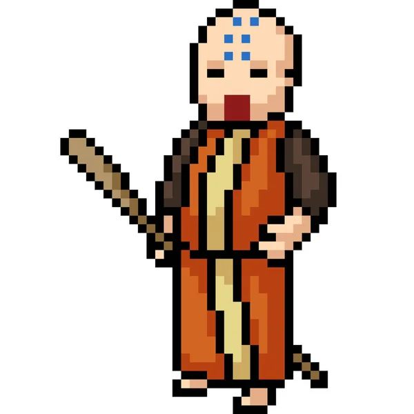 Векторный Пиксельный Арт Монах — стоковый вектор