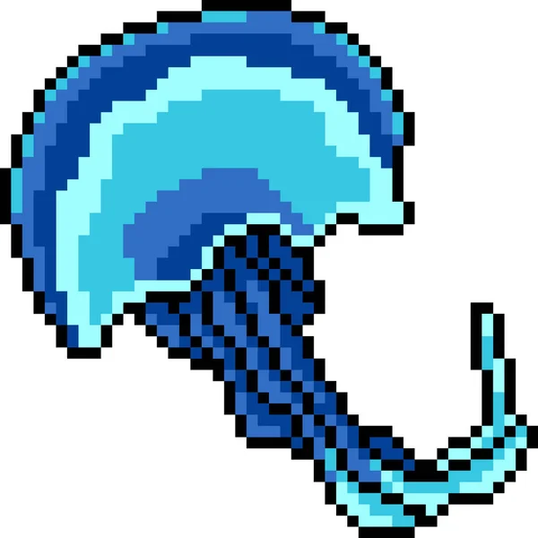 Vector Pixel Art Jelyfish Monster Isolated Cartoon — Stock Vector