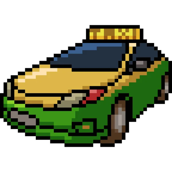 Vektor Pixel Art Taxi Autó Elszigetelt Cartoo — Stock Vector