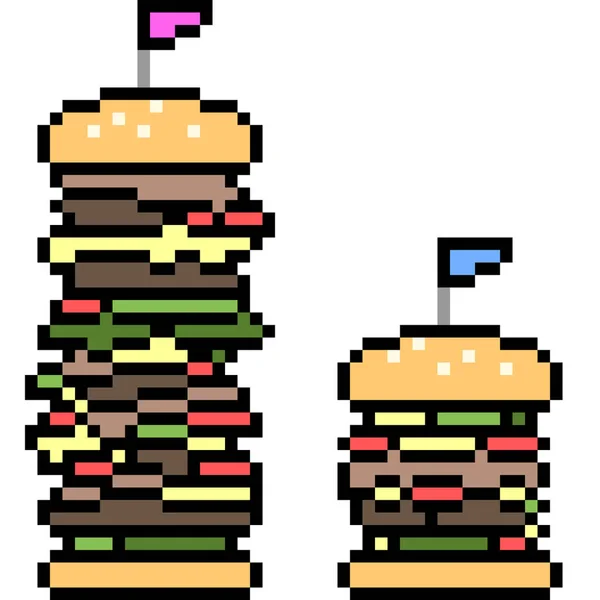 Vektorový Pixel Art Burger Izolován — Stockový vektor